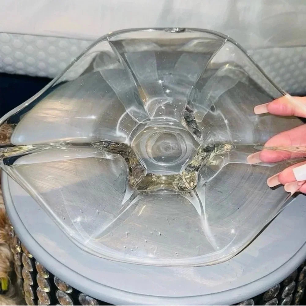 #25 vintage Belgium Val St-Lambert clear glass crystal Centerpiece glass signed